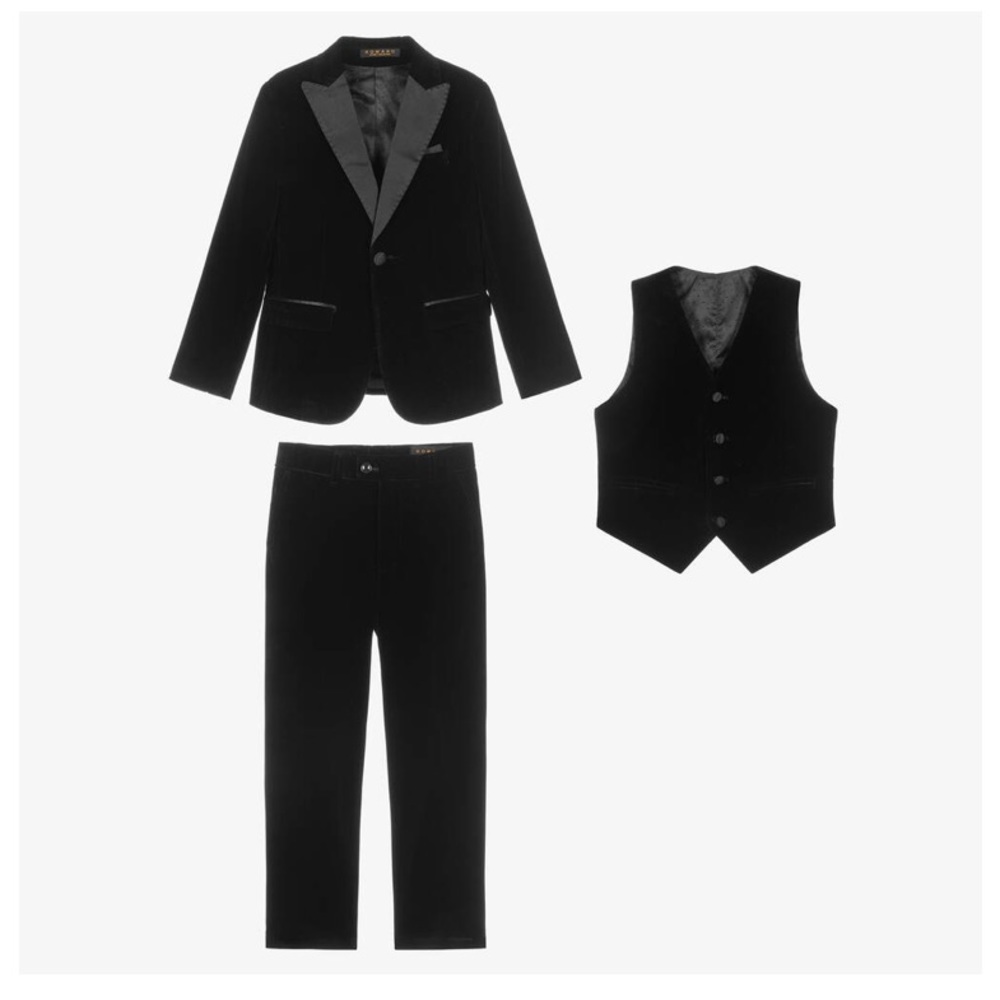 ROMANO luxury collection boys black velvet suit
